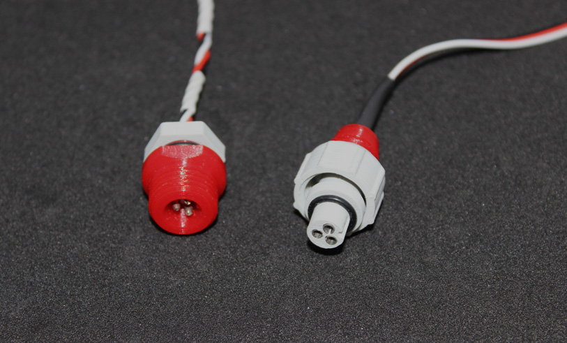 3D-printed waterproof three-pin connectors